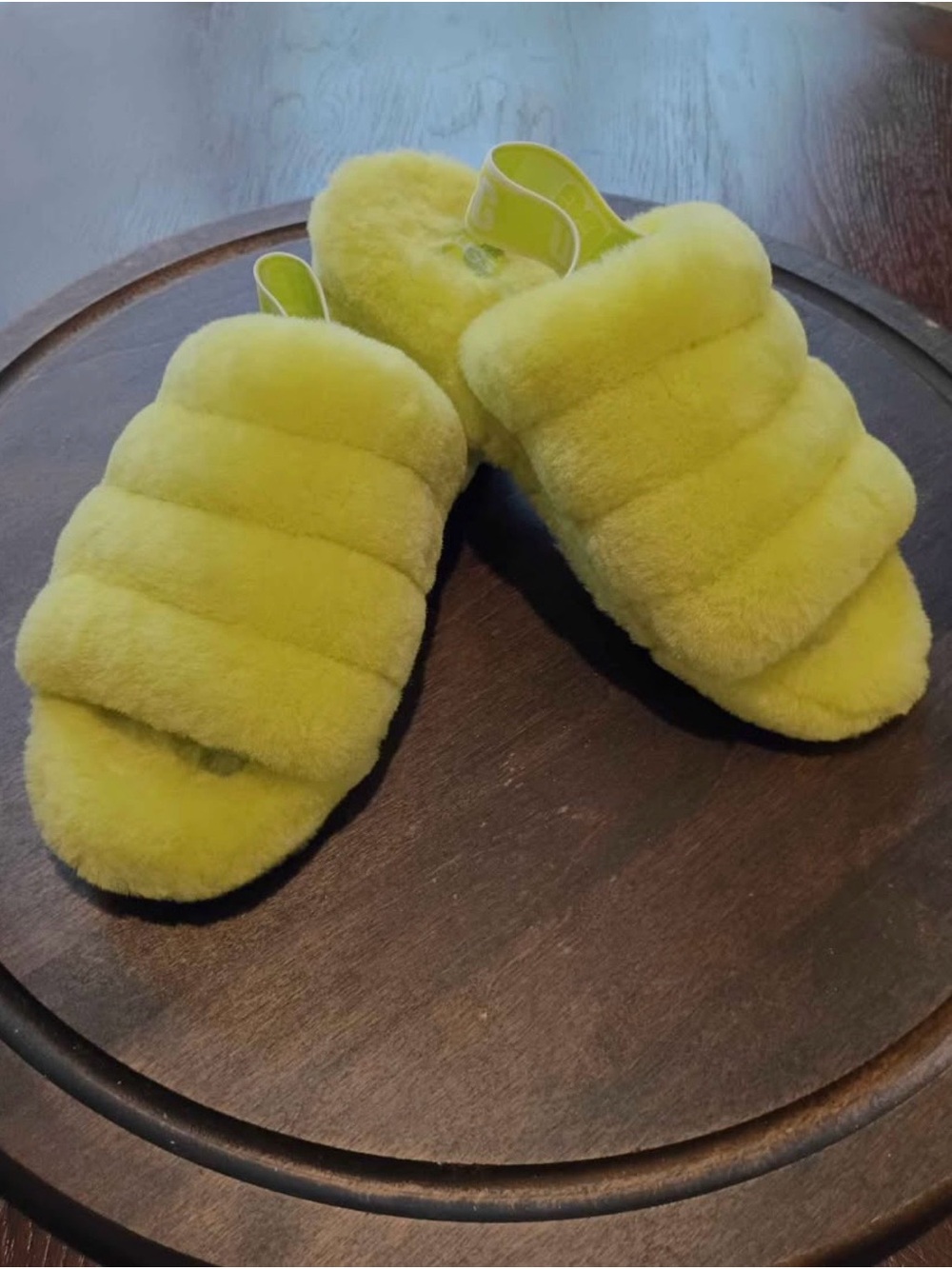 UGG Lime Green Plush Shearling Slide